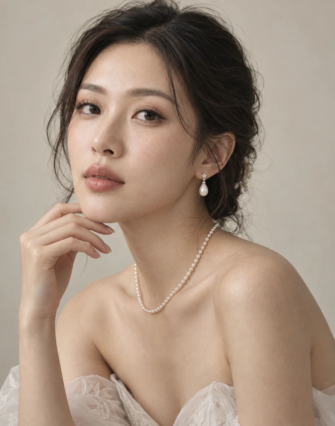 Editorial beauty with pearls