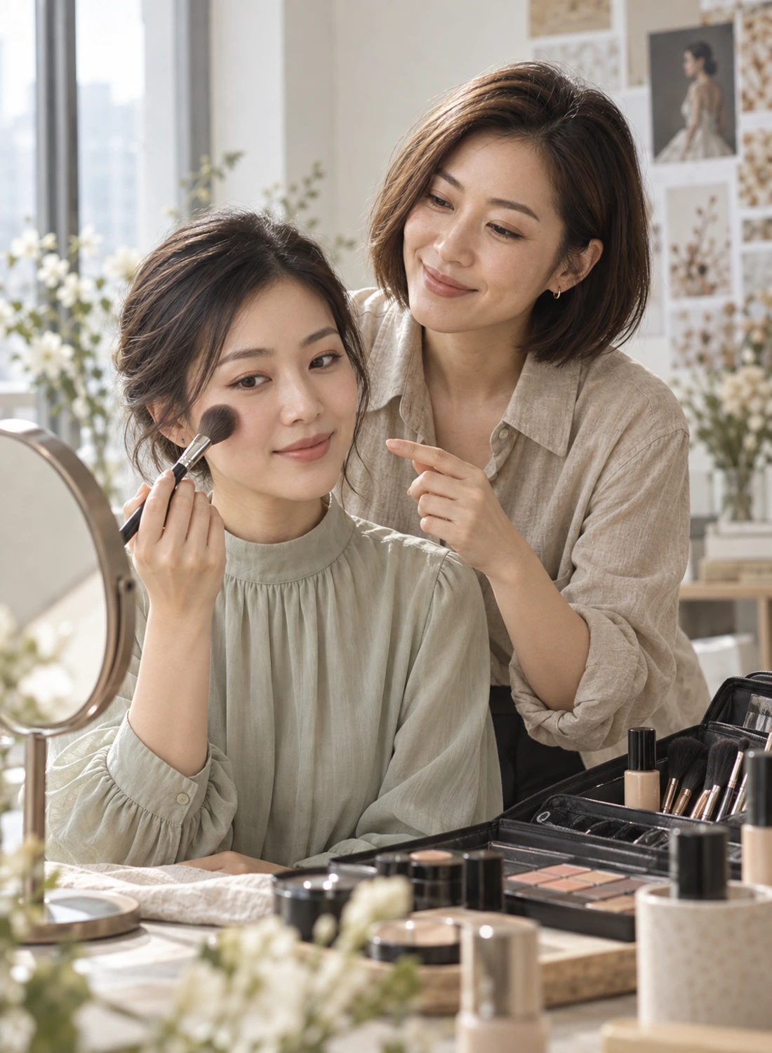 Personal makeup class in progress